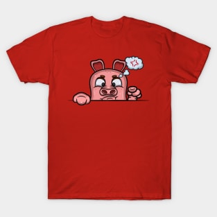 Pig Cartoon With Angry Face Expression T-Shirt